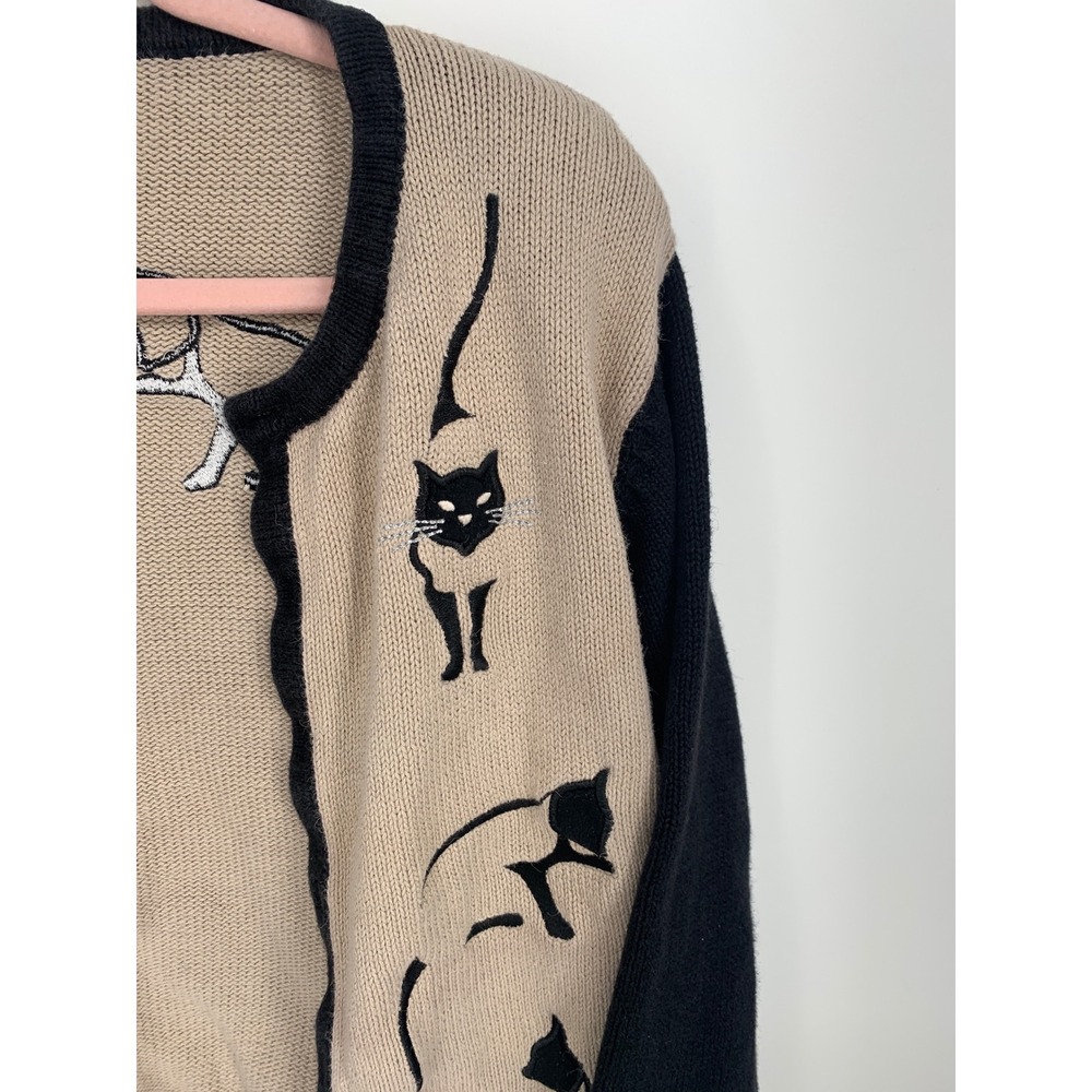 Christopher & Banks Cat Button Cardigan Sweater Ramie Cotton Size Medium - Picture 5 of 7